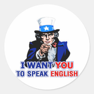 Englisch sprechen runder aufkleber