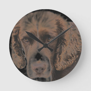 Englisch Springer Hunde Runde Wanduhr