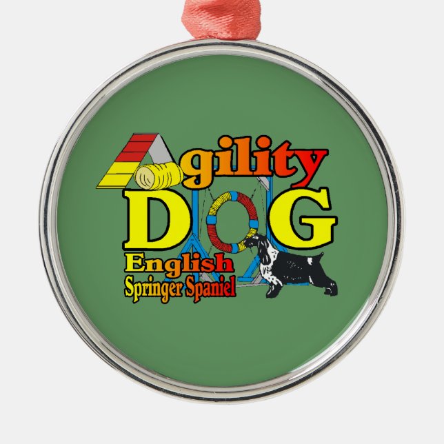 Englisch Springer Spanisch Agility Ornament Aus Metall (Vorne)