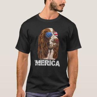 Englisch Springer Spanisch American USA Flag 4. T-Shirt