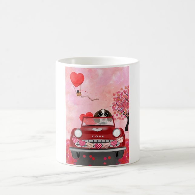Englisch Springer Spanisch Car Hört Valentins Kaffeetasse (Mittel)