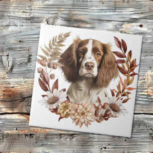 Englisch Springer Spanisch Dog Herbstkranz Fliese