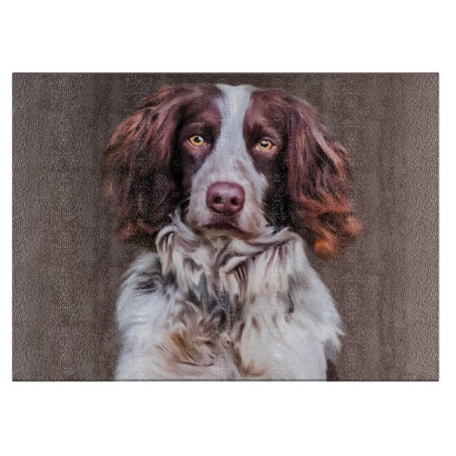 Englisch Springer Spanisch Dog Oil Painting Portra Schneidebrett (Vorderseite)