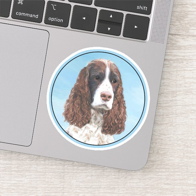 Englisch Springer Spanisch Malerei Original Dog Ar Aufkleber (Detail)
