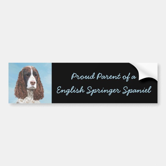 Englisch Springer Spanisch Malerei Original Dog Ar Autoaufkleber (Vorne)