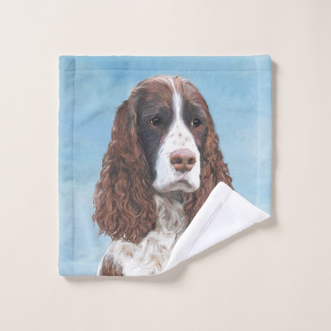Englisch Springer Spanisch Malerei Original Dog Ar Badhandtuch Set (Waschlappen)