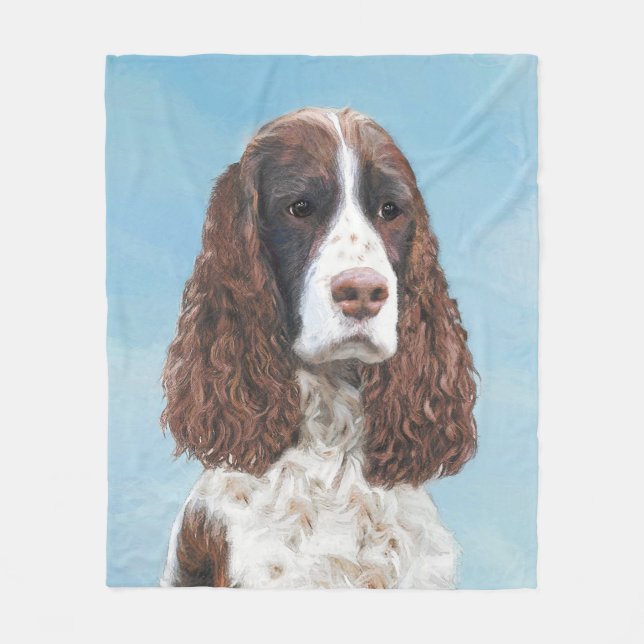 Englisch Springer Spanisch Malerei Original Dog Ar Fleecedecke (Vorderseite)
