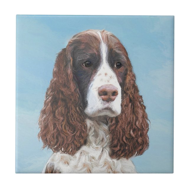 Englisch Springer Spanisch Malerei Original Dog Ar Fliese (Vorderseite)