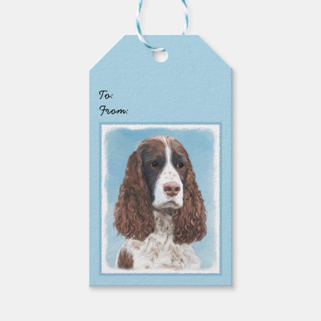 Englisch Springer Spanisch Malerei Original Dog Ar Geschenkanhänger (Vorderseite)