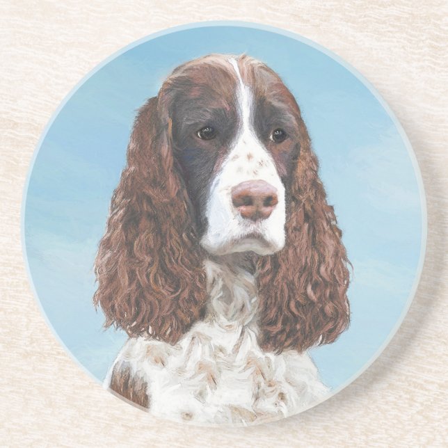 Englisch Springer Spanisch Malerei Original Dog Ar Getränkeuntersetzer (Vorne)