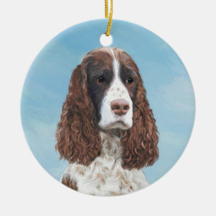 Englisch Springer Spanisch Malerei Original Dog Ar Keramik Ornament