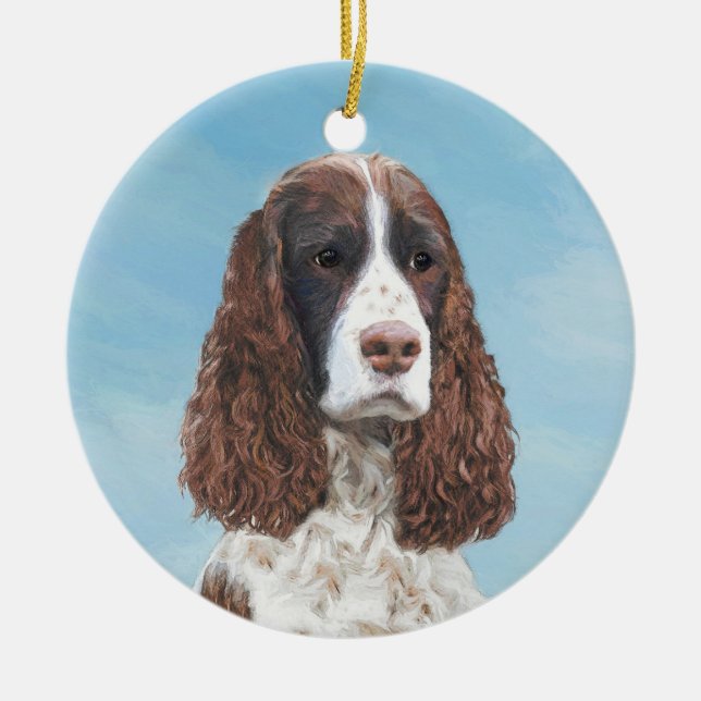 Englisch Springer Spanisch Malerei Original Dog Ar Keramik Ornament (Vorne)