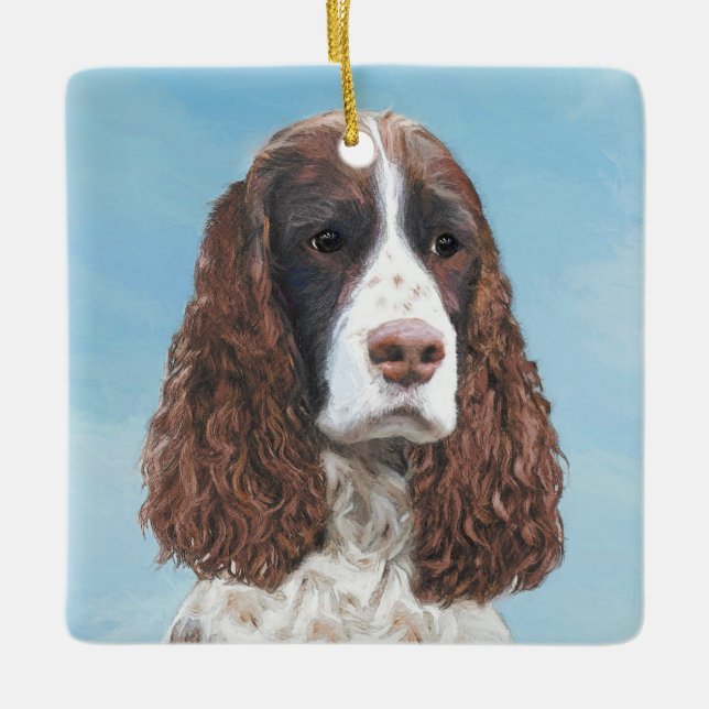 Englisch Springer Spanisch Malerei Original Dog Ar Keramikornament (Vorderseite)