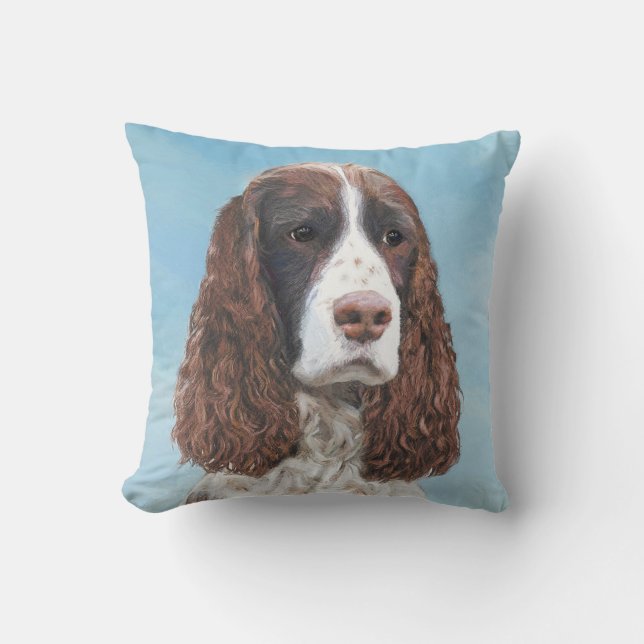 Englisch Springer Spanisch Malerei Original Dog Ar Kissen (Vorderseite)