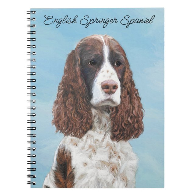 Englisch Springer Spanisch Malerei Original Dog Ar Notizblock (Vorderseite)