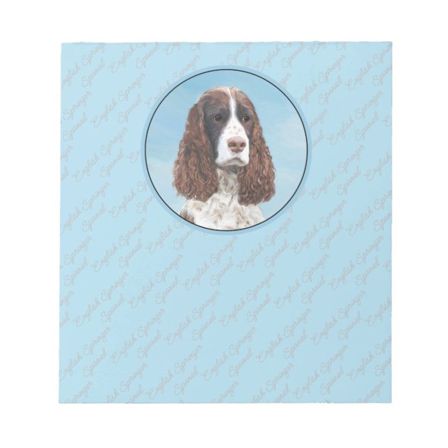 Englisch Springer Spanisch Malerei Original Dog Ar Notizblock (Vorderseite)