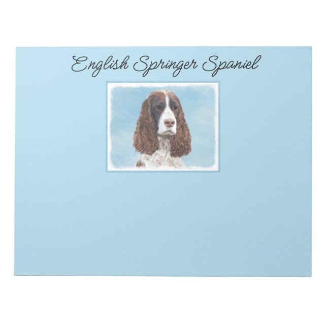 Englisch Springer Spanisch Malerei Original Dog Ar Notizblock (Vorderseite)