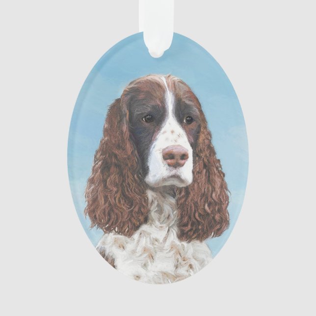 Englisch Springer Spanisch Malerei Original Dog Ar Ornament (Vorderseite)