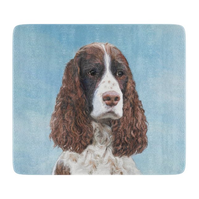 Englisch Springer Spanisch Malerei Original Dog Ar Schneidebrett (Vorderseite)