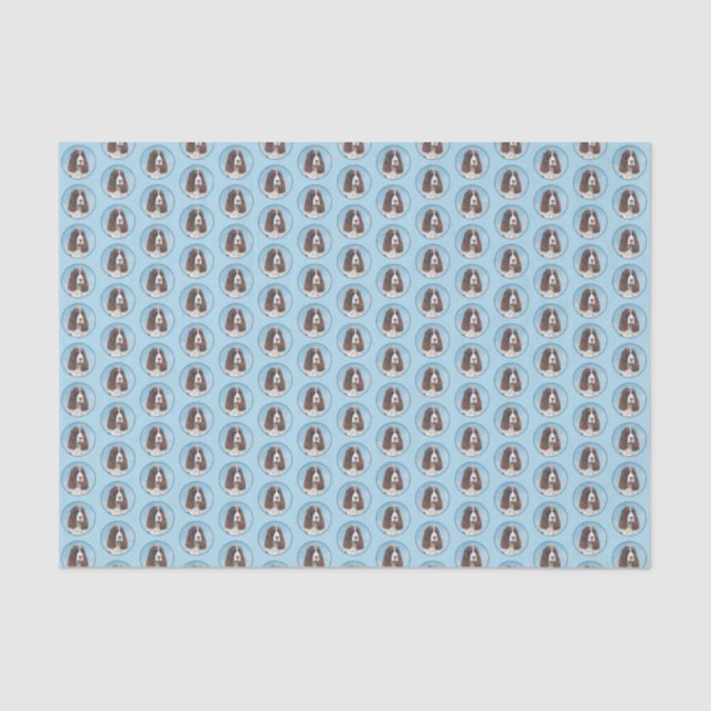 Englisch Springer Spanisch Malerei Original Dog Ar Seidenpapier (Vorderseite)