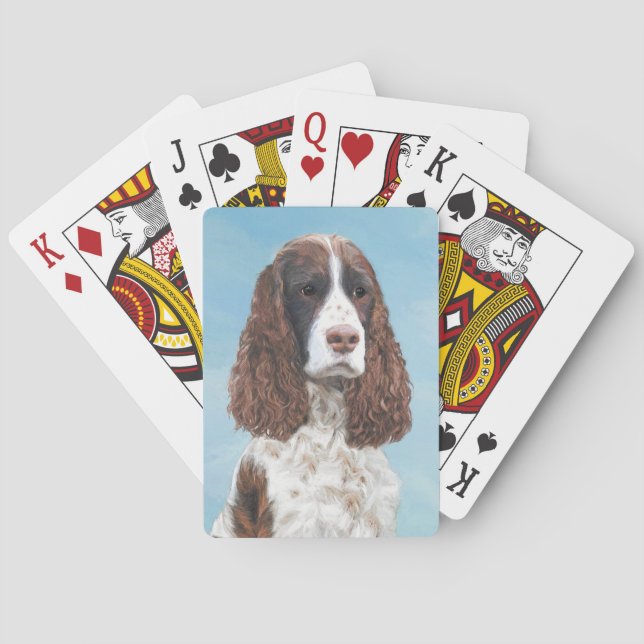 Englisch Springer Spanisch Malerei Original Dog Ar Spielkarten (Rückseite)