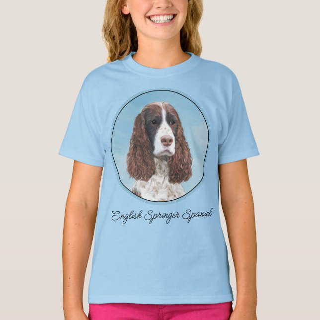 Englisch Springer Spanisch Malerei Original Dog Ar T-Shirt (Vorderseite)