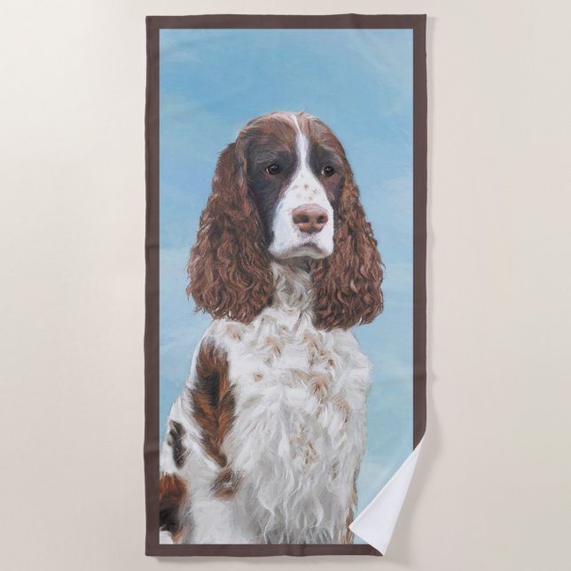 Englisch Springer Spanisch Malerei Original Hund K Strandtuch (Vorderseite)