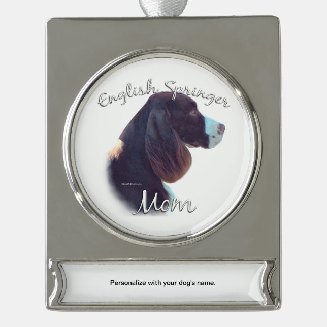 Englisch Springer Spanisch Mama 2 Banner-Ornament Silber (Vorderseite)