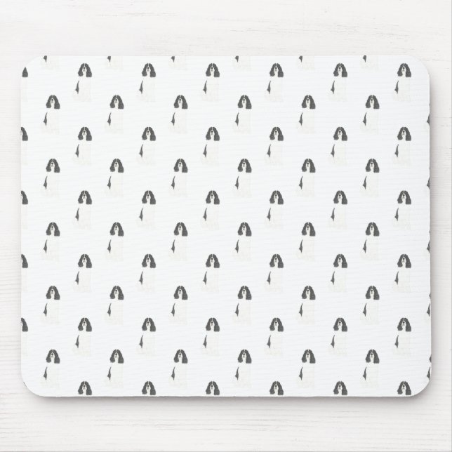 Englisch Springer Spanisch (Schwarz & Weiß) Mousepad (Vorne)