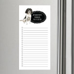 Englisch Springer Spanisch Shopping List Magnetischer Notizblock<br><div class="desc">Adorable Sachen zu holen Englisch Springer Spaniel Hund mit einem schwarzen Kalkboard Rahmen personalisiert mit Ihrem Namen.</div>