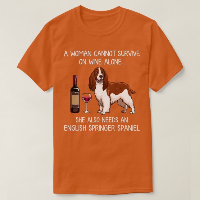 Englisch Springer Spanisch und Wein Funny dog T-Shirt (Design vorne)