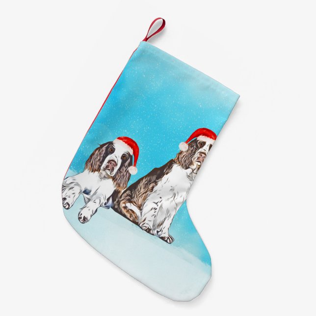 Englisch Springer Spanischer Hund in Schnee Weihna Kleiner Weihnachtsstrumpf (Vorderansicht (hängend))