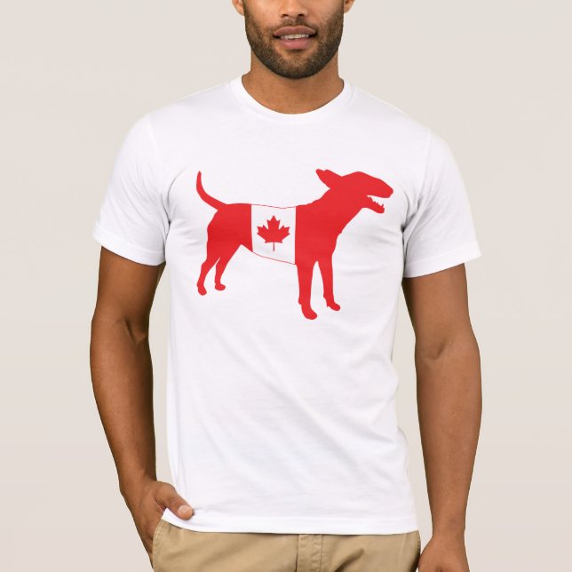 Englisch-Stier-Terrier/kanadisches Flaggen-T-Shirt T-Shirt (Vorderseite)