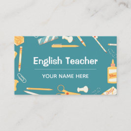 Englisch Teacher School Theme Pattern Zuhause Tuto Visitenkarte