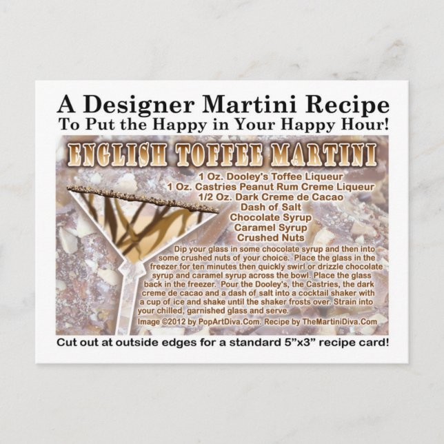 Englisch Toffee Martini Rezept Postkarte (Vorderseite)