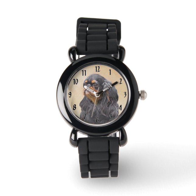 Englisch Toy Spanisch Malerei Original Animal Art Armbanduhr (Vorderseite)