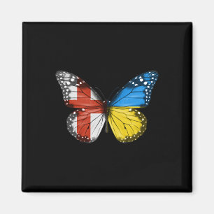 Englisch Ukrainische Flagge Schmetterling England Magnet