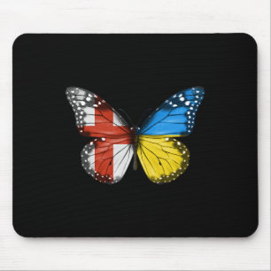 Englisch Ukrainische Flagge Schmetterling England Mousepad