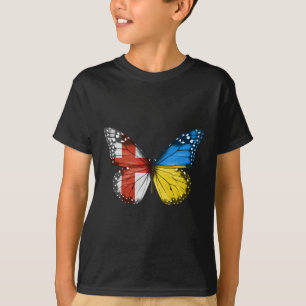 Englisch Ukrainische Flagge Schmetterling England T-Shirt