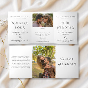 Englisch und Spanisch Nuestra Boda Zweisprachige H Dreifach Gefaltete Einladung