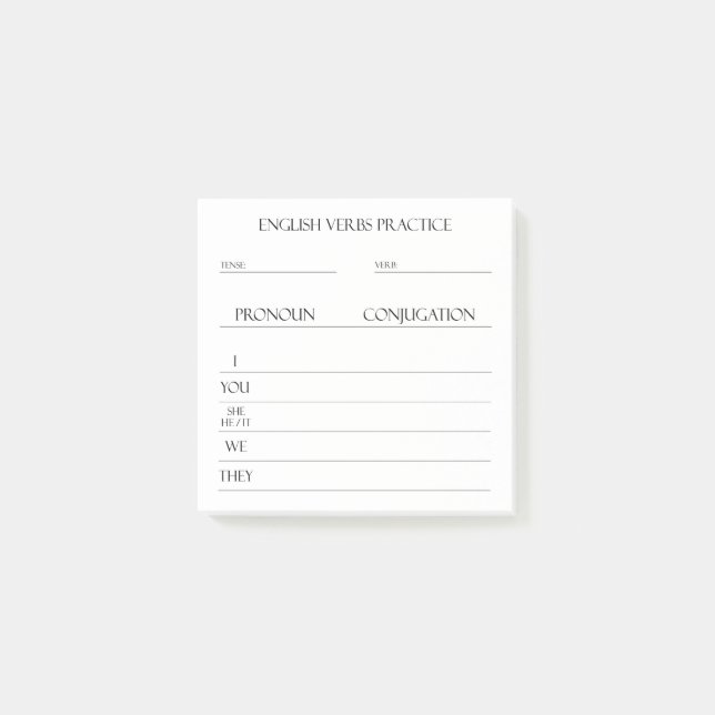 Englisch | Verbs Conjugation Practice Post-it Klebezettel (Vorderseite)
