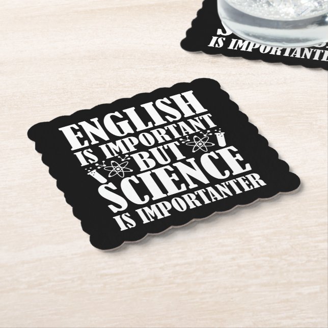 Englisch wichtig, aber Science Funny Teacher Spric Untersetzer (angewinkelt)