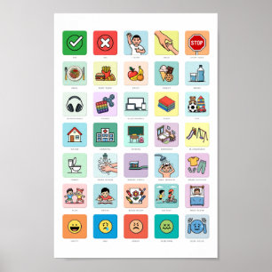 Englische Autismus AAC PECS Mitteilung zur Meldung Poster