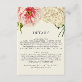 Englische Blooms Hochzeitdetails Beipackkarte Begleitkarte