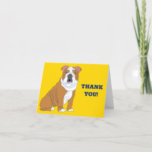 Englische Bulldog-Illustration Bright Yellow Dankeskarte