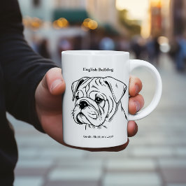Englische Bulldog Portrait Black Line Illustration Tasse