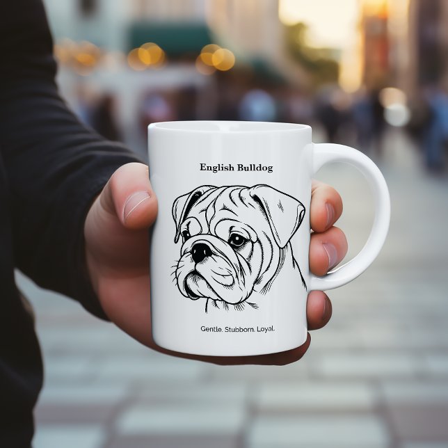 Englische Bulldog Portrait Black Line Illustration Tasse (Von Creator hochgeladen)