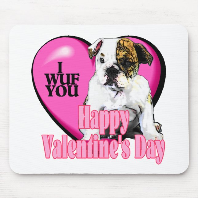 Englische Bulldog-Valentinstag-Geschenke Mousepad (Vorne)