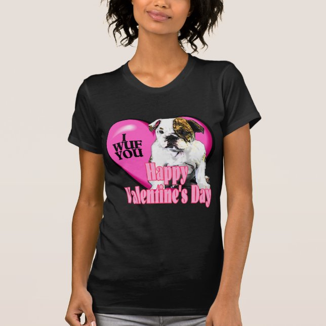 Englische Bulldog-Valentinstag-Geschenke T-Shirt (Vorderseite)
