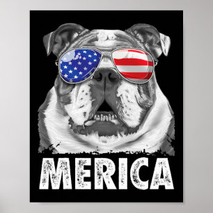 Englische Bulldogge 4. Juli Merica Männer Frauen U Poster
